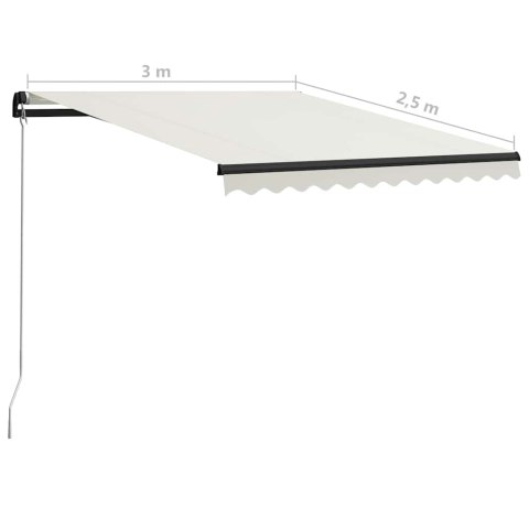 RĘCZNIE ZWIJANA MARKIZA Z LED 300X 250CM KREMOWA