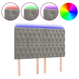 ZAGŁÓWEK DO ŁÓŻKA Z LED JASNOSZARY 144X7X118/128CM AKSAMIT