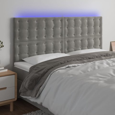 ZAGŁÓWEK DO ŁÓŻKA Z LED JASNOSZARY 160X5X118/128CM AKSAMIT