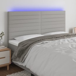 ZAGŁÓWEK DO ŁÓŻKA Z LED JASNOSZARY 180X5X118/128CM TKANINA