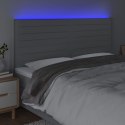 ZAGŁÓWEK DO ŁÓŻKA Z LED JASNOSZARY 180X5X118/128CM TKANINA