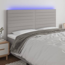 ZAGŁÓWEK DO ŁÓŻKA Z LED JASNOSZARY 200X5X118/128CM TKANINA