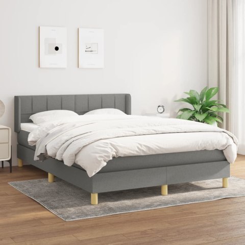 ŁÓŻKO KONTYNENTALNE Z MATERACEM CIEMNOSZARA TKANINA 140X190CM