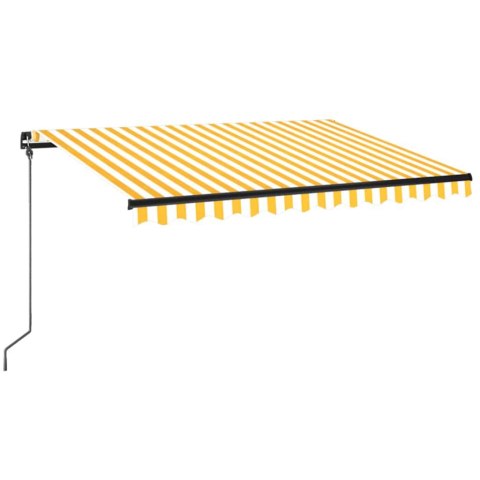 RĘCZNIE ZWIJANA MARKIZA Z LED 350X 250CM ŻÓŁTO-BIAŁA