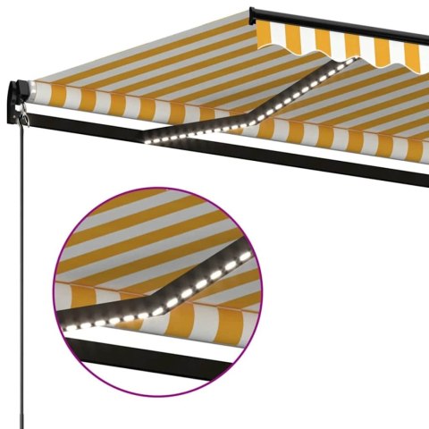 RĘCZNIE ZWIJANA MARKIZA Z LED 350X 250CM ŻÓŁTO-BIAŁA