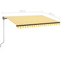 RĘCZNIE ZWIJANA MARKIZA Z LED 350X 250CM ŻÓŁTO-BIAŁA