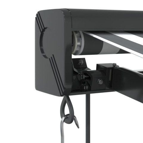 ZWIJANA MARKIZA ANTRACYTOWO-BIAŁA 4X3M TKANINA I ALUMINIUM