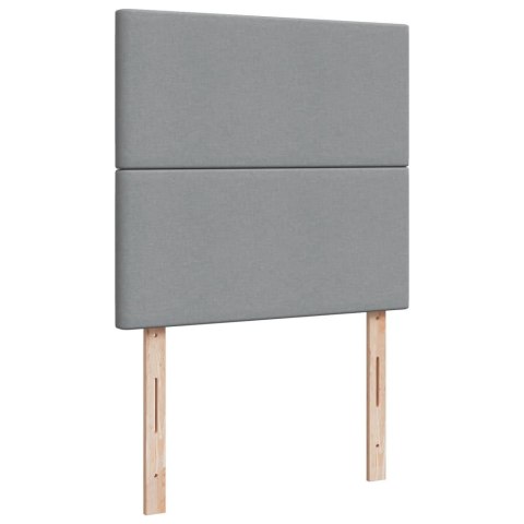 ŁÓŻKO KONTYNENTALNE Z MATERACEM JASNOSZARE TKANINA 80X200CM