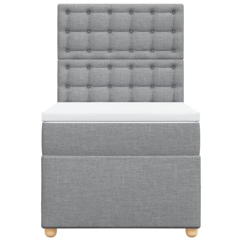 ŁÓŻKO KONTYNENTALNE Z MATERACEM JASNOSZARE TKANINA 80X200CM