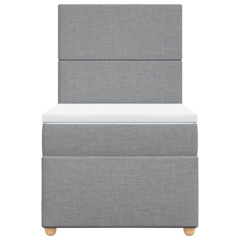 ŁÓŻKO KONTYNENTALNE Z MATERACEM JASNOSZARE TKANINA 90X190CM