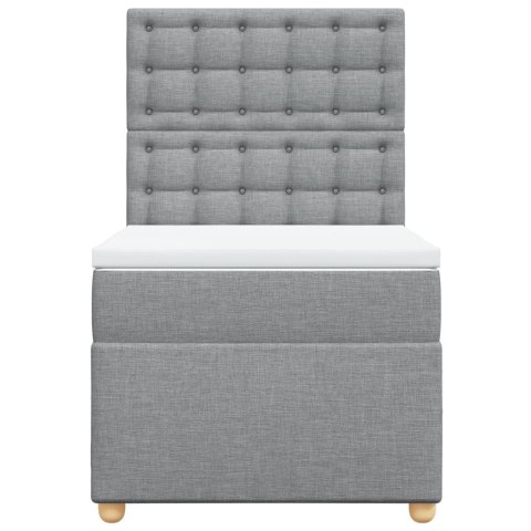 ŁÓŻKO KONTYNENTALNE Z MATERACEM JASNOSZARE TKANINA 90X200CM