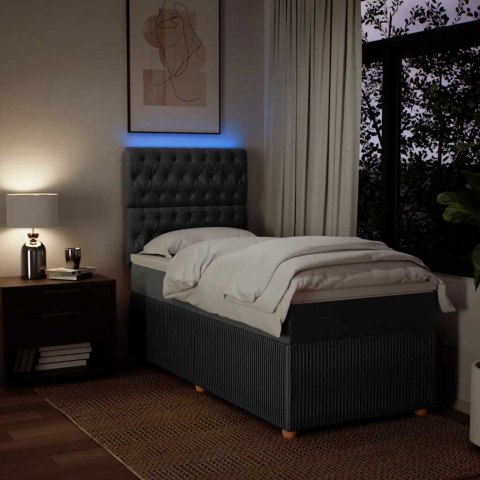 ŁÓŻKO KONTYNENTALNE Z MATERACEM CIEMNOSZARA TKANINA 90X200CM