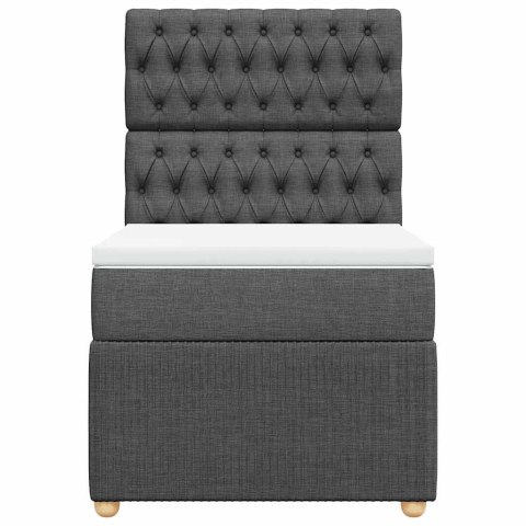 ŁÓŻKO KONTYNENTALNE Z MATERACEM CIEMNOSZARA TKANINA 90X200CM