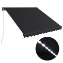 RĘCZNIE ZWIJANA MARKIZA Z LED 350X 250CM ANTRACYTOWA