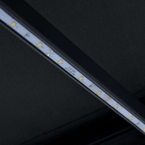 RĘCZNIE ZWIJANA MARKIZA Z LED 350X 250CM ANTRACYTOWA