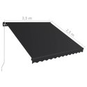 RĘCZNIE ZWIJANA MARKIZA Z LED 350X 250CM ANTRACYTOWA