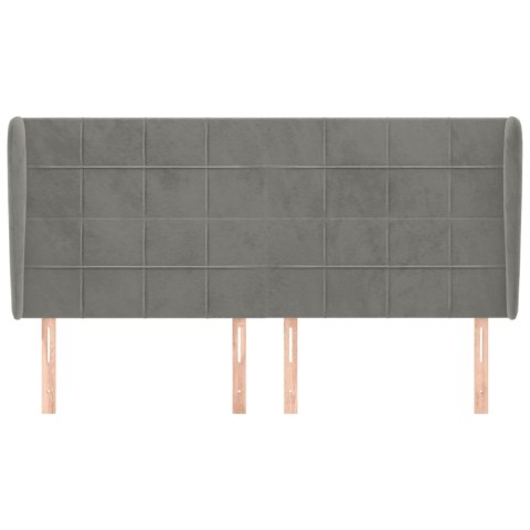 ZAGŁÓWEK USZAK JASNOSZARY 183X23X118/128CM AKSAMIT