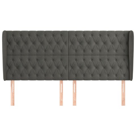 ZAGŁÓWEK USZAK CIEMNOSZARY 203X23X118/128CM AKSAMIT