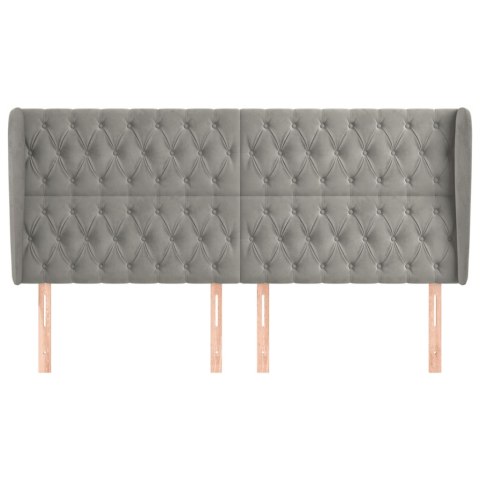 ZAGŁÓWEK USZAK JASNOSZARY 183X23X118/128CM AKSAMIT