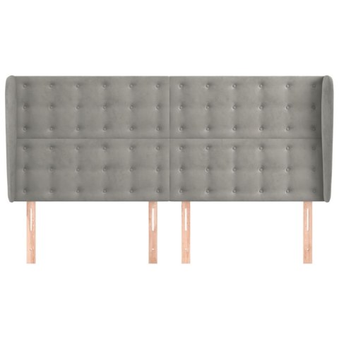 ZAGŁÓWEK USZAK JASNOSZARY 203X23X118/128CM AKSAMIT