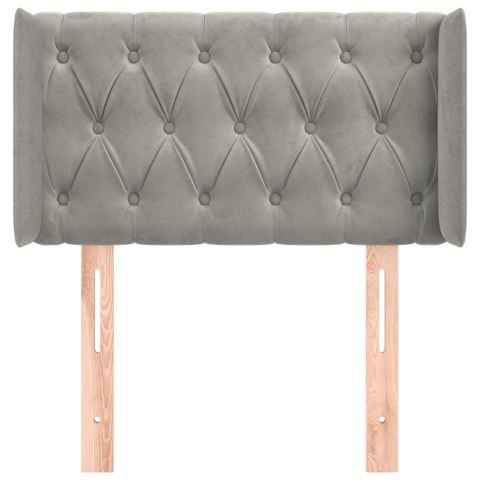 ZAGŁÓWEK USZAK JASNOSZARY 83X16X78/88CM AKSAMIT