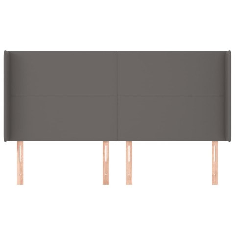 VidaXL Zagłówek uszak, szary, 203x16x118/128 cm, sztuczna skóra