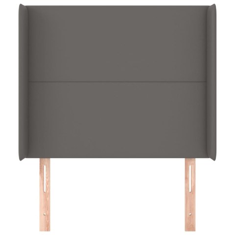 VidaXL Zagłówek uszak, szary, 93x16x118/128 cm, sztuczna skóra