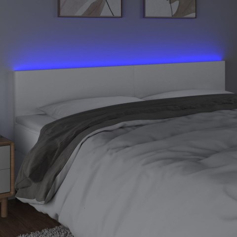 ZAGŁÓWEK DO ŁÓŻKA Z LED BIAŁY 200X5X78/88CM SZTUCZNA SKÓRA