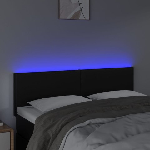ZAGŁÓWEK DO ŁÓŻKA Z LED CZARNY 144X5X78/88CM SZTUCZNA SKÓRA