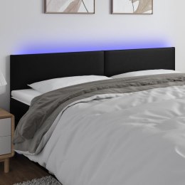 ZAGŁÓWEK DO ŁÓŻKA Z LED CZARNY 180X5X78/88CM SZTUCZNA SKÓRA