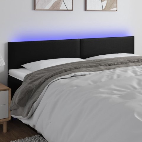 ZAGŁÓWEK DO ŁÓŻKA Z LED CZARNY 180X5X78/88CM SZTUCZNA SKÓRA