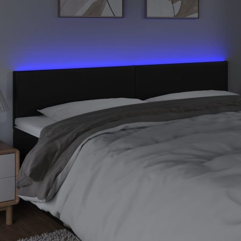 ZAGŁÓWEK DO ŁÓŻKA Z LED CZARNY 180X5X78/88CM SZTUCZNA SKÓRA