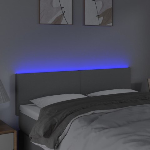 ZAGŁÓWEK DO ŁÓŻKA Z LED JASNOSZARY 144X5X78/88CM TKANINA