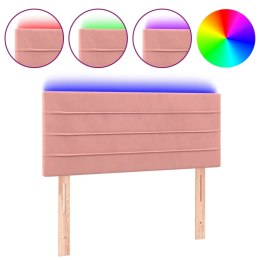 ZAGŁÓWEK DO ŁÓŻKA Z LED RÓŻOWY 90X5X78/88CM AKSAMIT