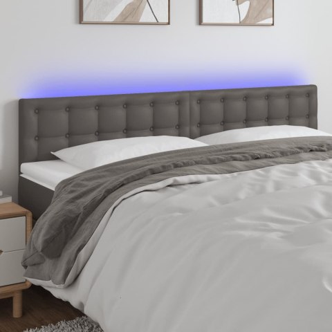 ZAGŁÓWEK DO ŁÓŻKA Z LED SZARY 200X5X78/88CM SZTUCZNA SKÓRA