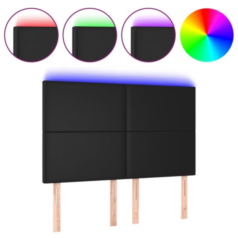 ZAGŁÓWEK DO ŁÓŻKA CZARNY 144X5X118/128CM SZTUCZNA SKÓRA