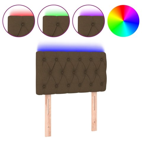 ZAGŁÓWEK DO ŁÓŻKA Z LED CIEMNOBRĄZOWY 80X7X78/88CM TKANINA