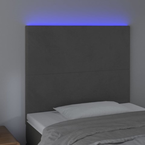 ZAGŁÓWEK DO ŁÓŻKA Z LED CIEMNOSZARY 100X5X118/128CM AKSAMIT