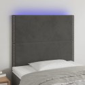 ZAGŁÓWEK DO ŁÓŻKA Z LED CIEMNOSZARY 100X5X118/128CM AKSAMIT