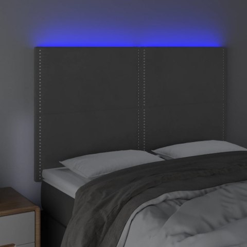 ZAGŁÓWEK DO ŁÓŻKA Z LED CIEMNOSZARY 144X5X118/128CM AKSAMIT