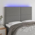 ZAGŁÓWEK DO ŁÓŻKA Z LED CIEMNOSZARY 144X5X118/128CM TKANINA