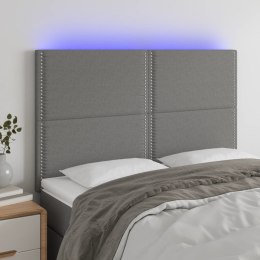 ZAGŁÓWEK DO ŁÓŻKA Z LED CIEMNOSZARY 144X5X118/128CM TKANINA
