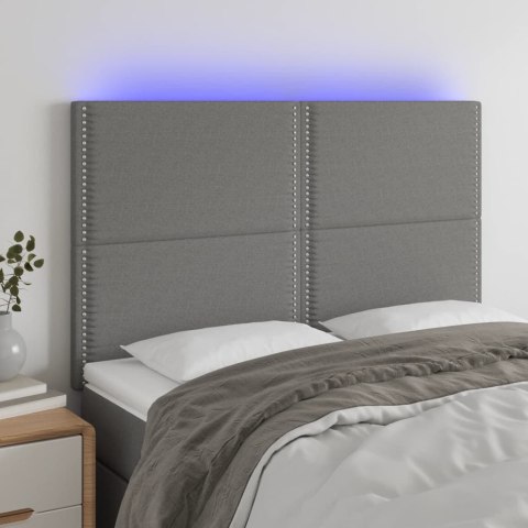 ZAGŁÓWEK DO ŁÓŻKA Z LED CIEMNOSZARY 144X5X118/128CM TKANINA