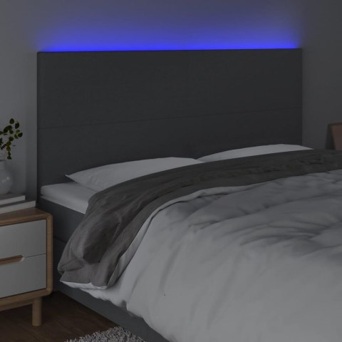 ZAGŁÓWEK DO ŁÓŻKA Z LED CIEMNOSZARY 160X5X118/128CM TKANINA