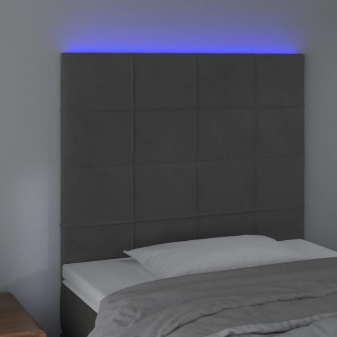 ZAGŁÓWEK DO ŁÓŻKA Z LED CIEMNOSZARY 90X5X118/128CM AKSAMIT