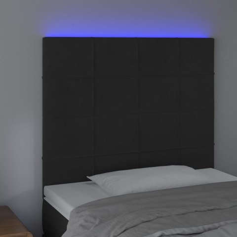 ZAGŁÓWEK DO ŁÓŻKA Z LED CZARNY 100X5X118/128CM AKSAMIT