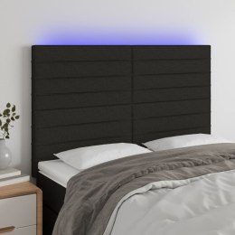 ZAGŁÓWEK DO ŁÓŻKA Z LED CZARNY 144X5X118/128CM TKANINA