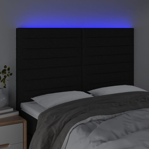 ZAGŁÓWEK DO ŁÓŻKA Z LED CZARNY 144X5X118/128CM TKANINA