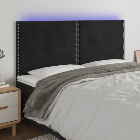 ZAGŁÓWEK DO ŁÓŻKA Z LED CZARNY 180X5X118/128CM AKSAMIT