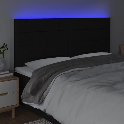 ZAGŁÓWEK DO ŁÓŻKA Z LED CZARNY 180X5X118/128CM TKANINA